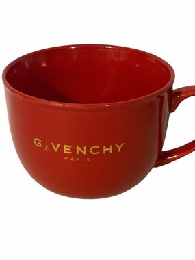 Givenchy Paris Red Soup Mug Cup 24 Oz Ceramic Logo Eiffel Tower Contemporary